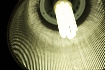 Image of a pendant light taken from below at the Macknade Cafe, Faversham