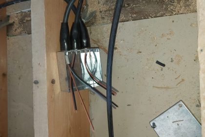 Unfinished wiring of junction box supplied by steel armoured cable, Rewire, Faversham, Kent